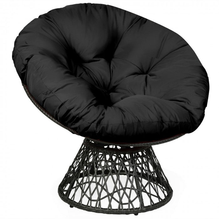 Costway Outdoor Swivel Chair with Rattan Base and High-Elastic Cushions - Suitable for Patio, Backyard, and Garden