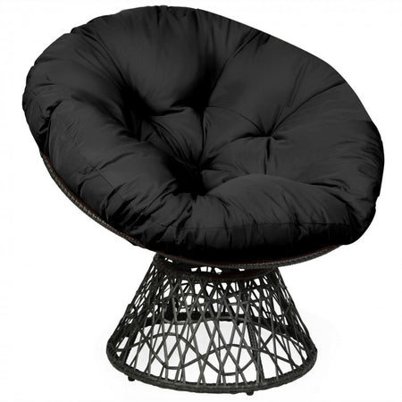 Costway Outdoor Swivel Chair with Rattan Base and High-Elastic Cushions - Suitable for Patio, Backyard, and Garden