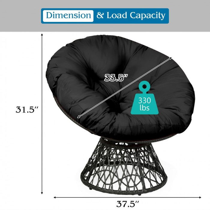 Costway Outdoor Swivel Chair with Rattan Base and High-Elastic Cushions - Suitable for Patio, Backyard, and Garden