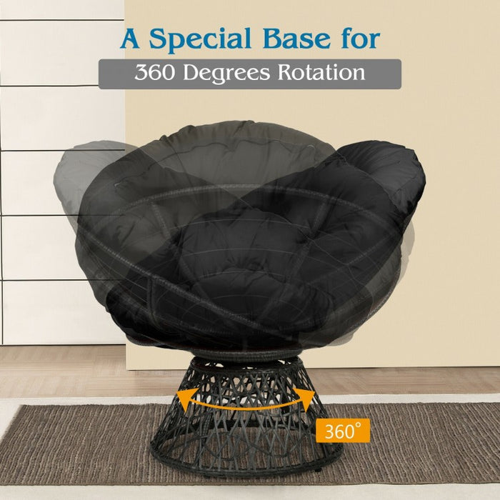 Costway Outdoor Swivel Chair with Rattan Base and High-Elastic Cushions - Suitable for Patio, Backyard, and Garden