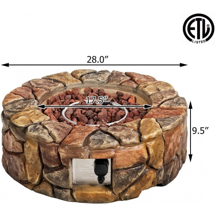 40000 BTU Outdoor Camping Party Rock Gas Fire Pit