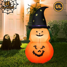 Load image into Gallery viewer, 2024 Costway Halloween Inflatable Pumpkin with Built-in LED and Witch Hat
