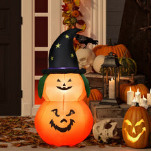 Load image into Gallery viewer, 2024 Costway Halloween Inflatable Pumpkin with Built-in LED and Witch Hat
