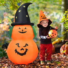 Load image into Gallery viewer, 2024 Costway Halloween Inflatable Pumpkin with Built-in LED and Witch Hat

