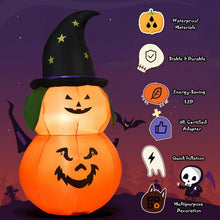 Load image into Gallery viewer, 2024 Costway Halloween Inflatable Pumpkin with Built-in LED and Witch Hat
