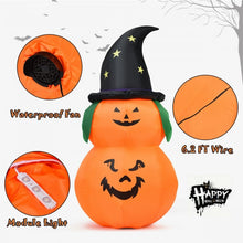 Load image into Gallery viewer, 2024 Costway Halloween Inflatable Pumpkin with Built-in LED and Witch Hat
