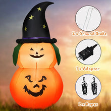 Load image into Gallery viewer, 2024 Costway Halloween Inflatable Pumpkin with Built-in LED and Witch Hat
