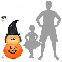Load image into Gallery viewer, 2024 Costway Halloween Inflatable Pumpkin with Built-in LED and Witch Hat
