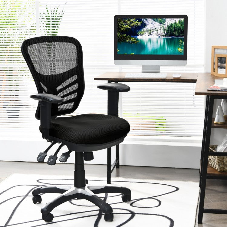 Black 360° Swivel Adjustable Mesh Office Chair with Armrests