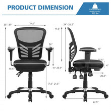 Charger l&#39;image dans la galerie, Black 360° Swivel Adjustable Mesh Office Chair with Armrests
