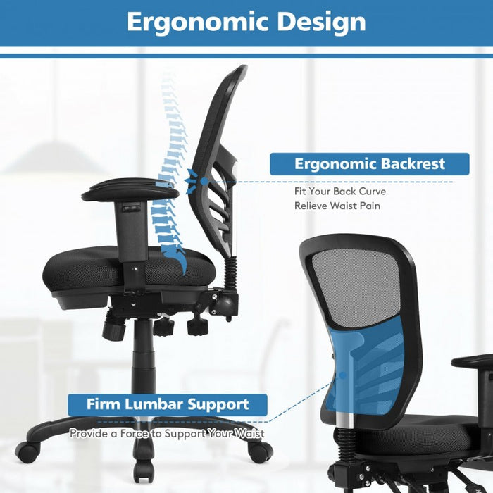 Black 360° Swivel Adjustable Mesh Office Chair with Armrests