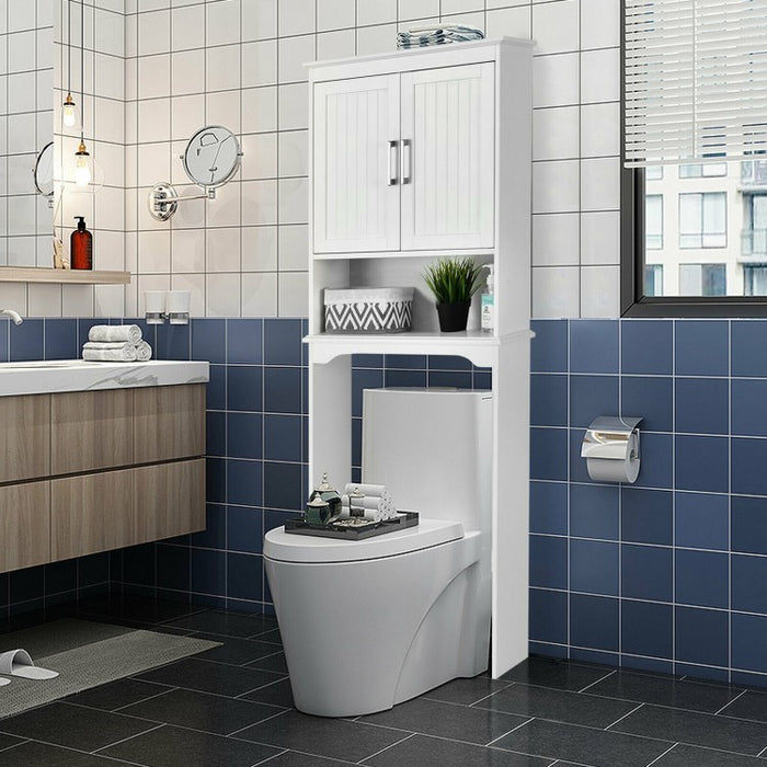 White Freestanding Storage Rack for Above Toilet - Bathroom Organizer