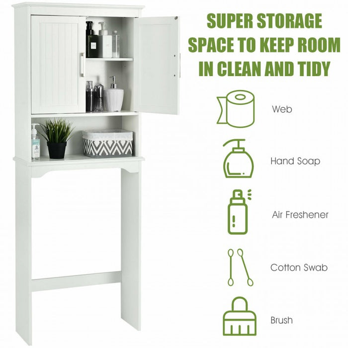 White Freestanding Storage Rack for Above Toilet - Bathroom Organizer