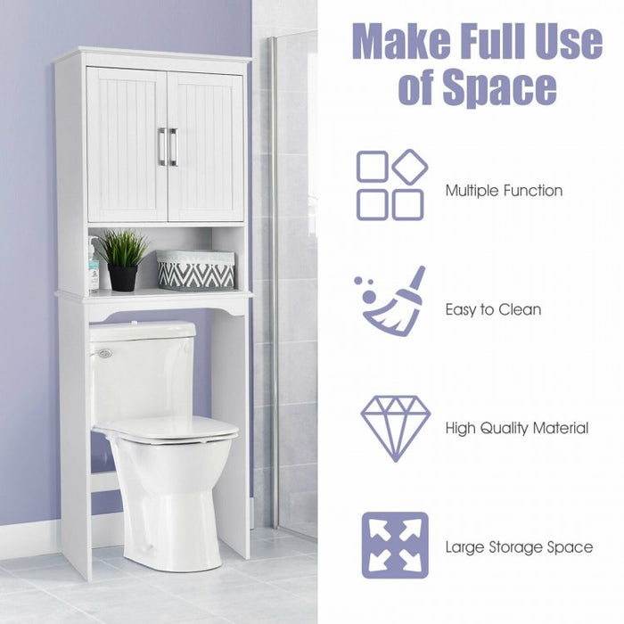 White Freestanding Storage Rack for Above Toilet - Bathroom Organizer