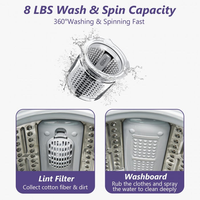 Costway 8lbs Portable Washing Machine with 6 Wash Modes