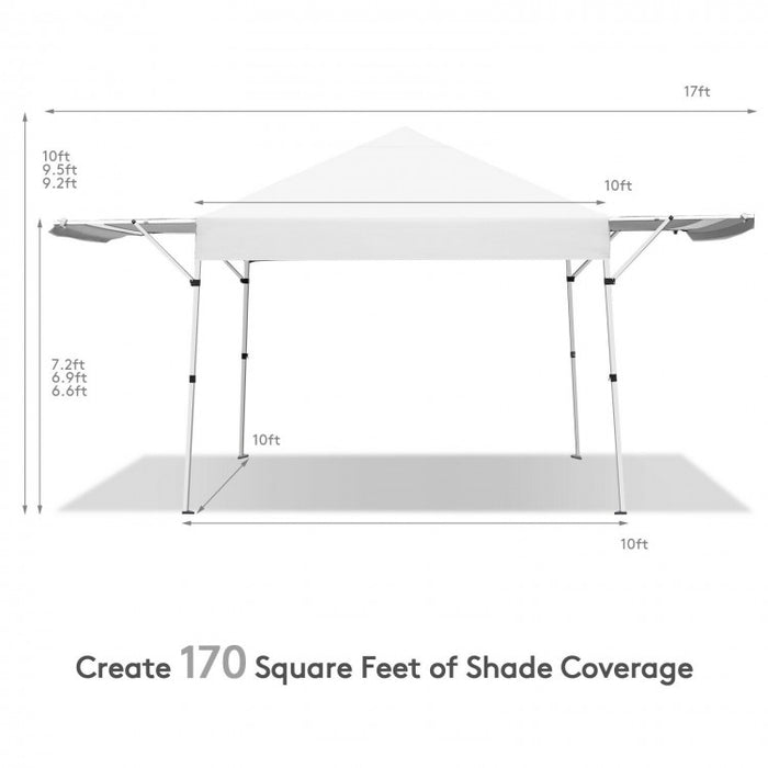 Costway 17x10 ft Outdoor Canopy Pop-Up Sunshade Adjustable Gazebo - Suitable for Backyard Garden Parties
