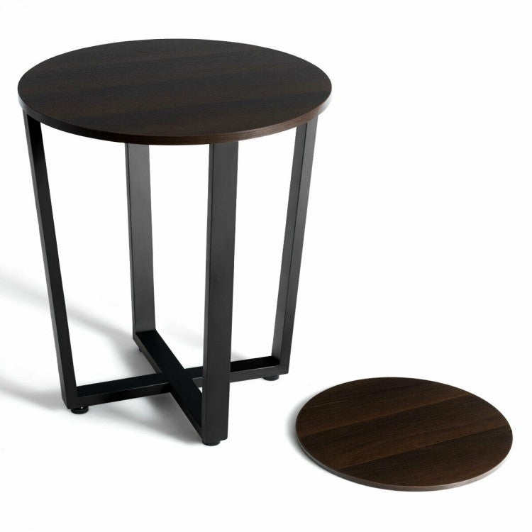 Costway Modern Round Dining Room Table and Sofa Side Table with Removable Bottom Shelf - Suitable for Living Room, Dining Room, and Cafe