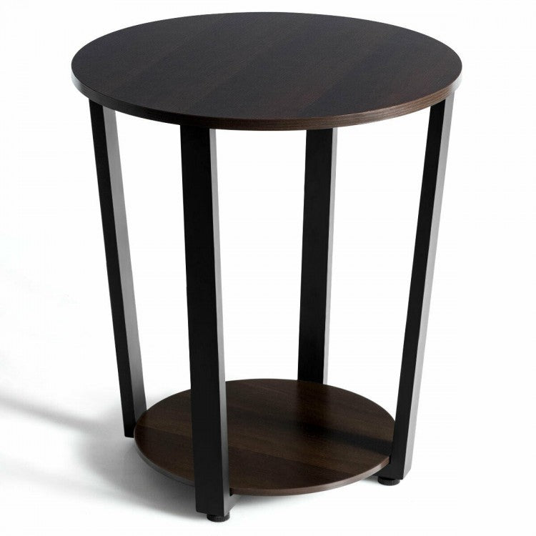 Costway Modern Round Dining Room Table and Sofa Side Table with Removable Bottom Shelf - Suitable for Living Room, Dining Room, and Cafe