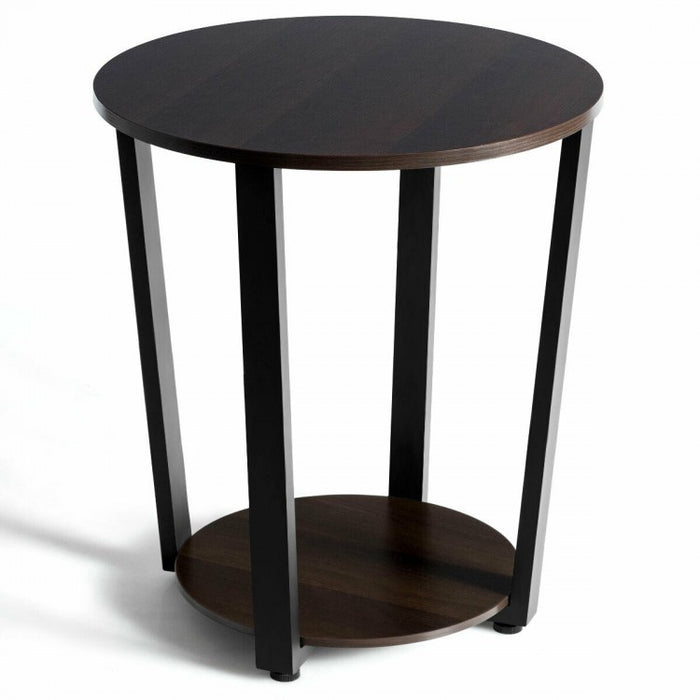 Costway Modern Round Dining Room Table and Sofa Side Table with Removable Bottom Shelf - Suitable for Living Room, Dining Room, and Cafe