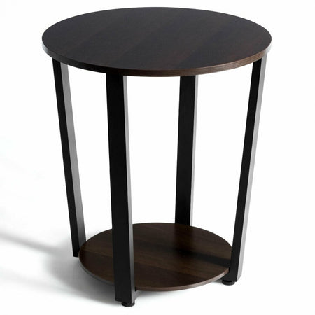 Costway Modern Round Dining Room Table and Sofa Side Table with Removable Bottom Shelf - Suitable for Living Room, Dining Room, and Cafe