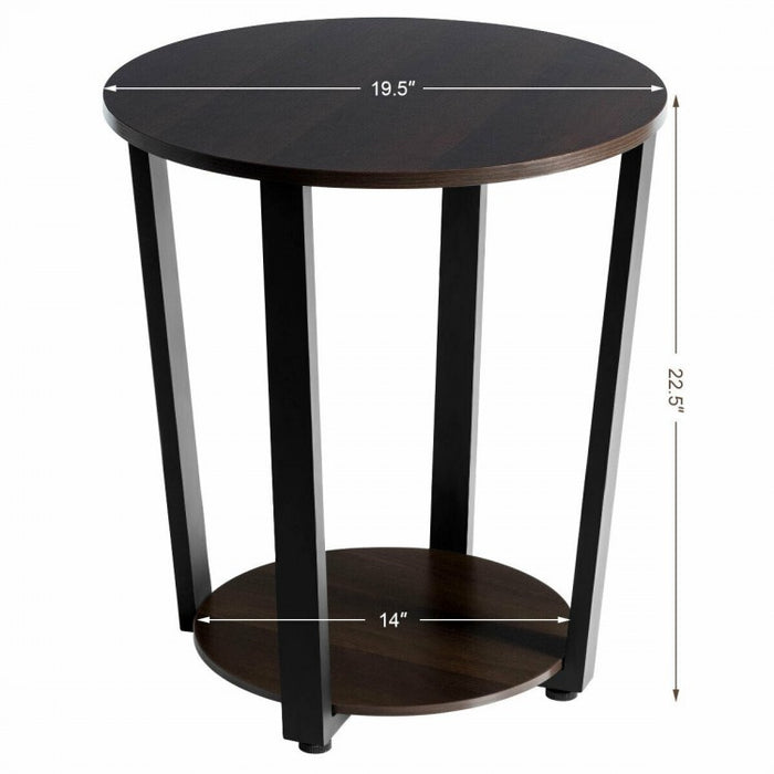 Costway Modern Round Dining Room Table and Sofa Side Table with Removable Bottom Shelf - Suitable for Living Room, Dining Room, and Cafe