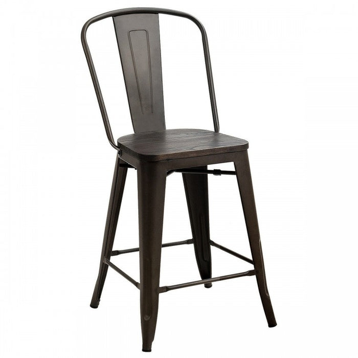 Industrial Style Dining Chairs - 4-Piece Set Bar Stools - Suitable for Bistro, Café, and Restaurant