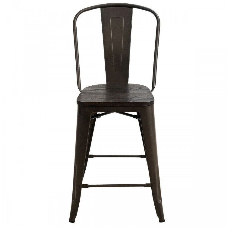 Industrial Style Dining Chairs - 4-Piece Set Bar Stools - Suitable for Bistro, Café, and Restaurant