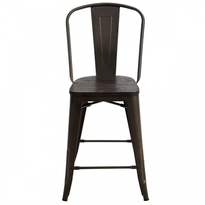 Industrial Style Dining Chairs - 4-Piece Set Bar Stools - Suitable for Bistro, Café, and Restaurant