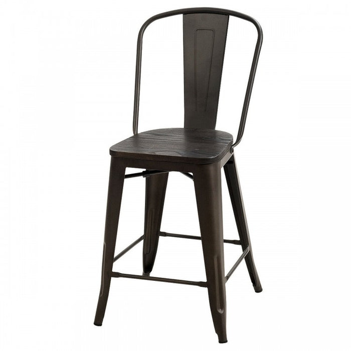 Industrial Style Dining Chairs - 4-Piece Set Bar Stools - Suitable for Bistro, Café, and Restaurant