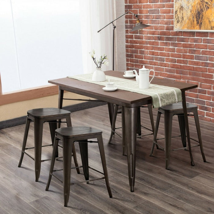 Industrial Style Dining Chairs - 4-Piece Set Bar Stools - Suitable for Bistro, Café, and Restaurant