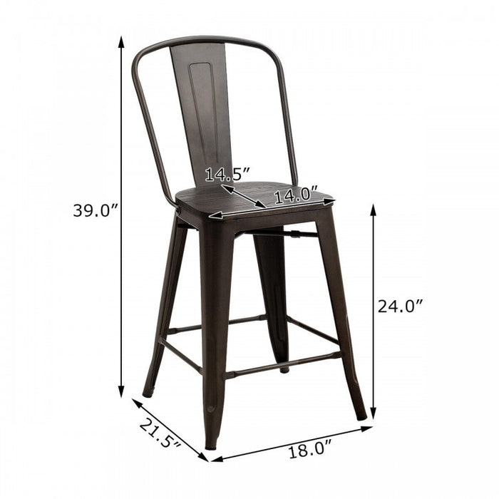 Industrial Style Dining Chairs - 4-Piece Set Bar Stools - Suitable for Bistro, Café, and Restaurant