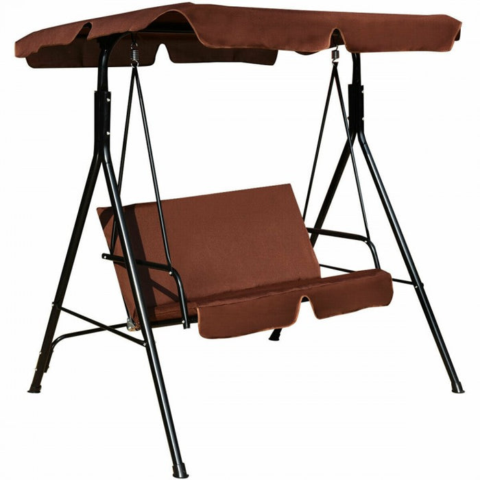 2-Person Outdoor Garden Backyard Swing Chair with Adjustable Canopy