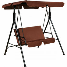 Load image into Gallery viewer, 2-Person Outdoor Garden Backyard Swing Chair with Adjustable Canopy
