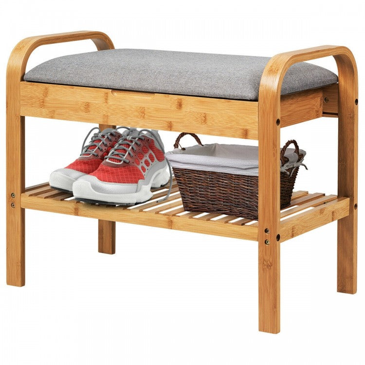 Entryway Storage Bench with Shoe Rack