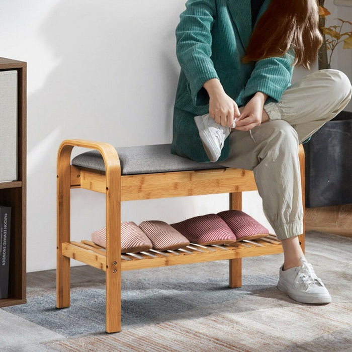 Entryway Storage Bench with Shoe Rack