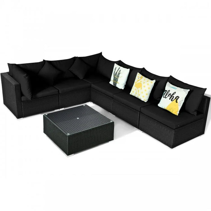 7-Piece Modular Outdoor Wicker Sofa Set with Coffee Table