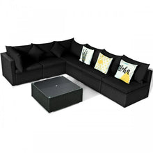 Charger l&#39;image dans la galerie, 7-Piece Modular Outdoor Wicker Sofa Set with Coffee Table
