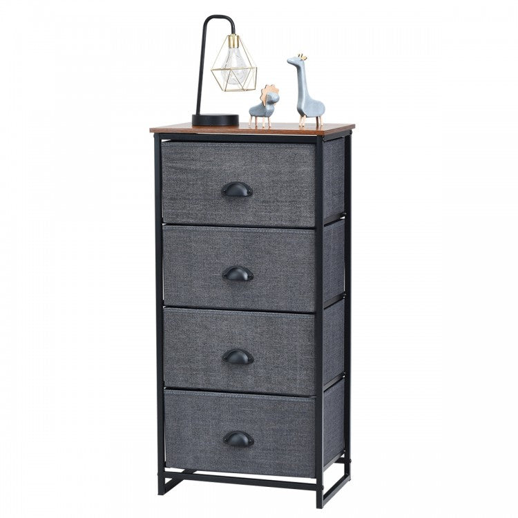 Removable Non-Woven Fabric 4-Drawer Bedside Cabinet Storage Chest