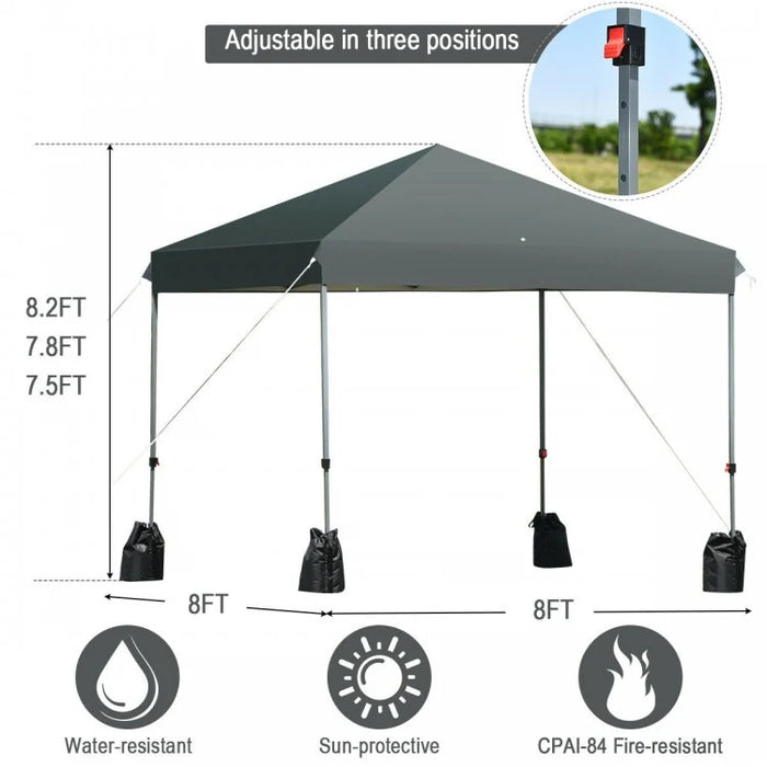 Outdoor Camping Portable 8x8 feet Pop-Up Gray Canopy Tent