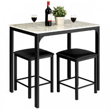 Load image into Gallery viewer, Modern Minimalist Dining Table Set with Marble Top - Includes 2 Cushioned Stools - Suitable for Restaurant and Cafe
