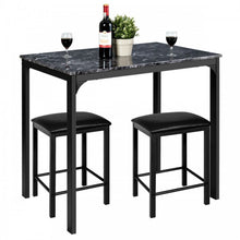 Load image into Gallery viewer, Modern Minimalist Dining Table Set with Marble Top - Includes 2 Cushioned Stools - Suitable for Restaurant and Cafe
