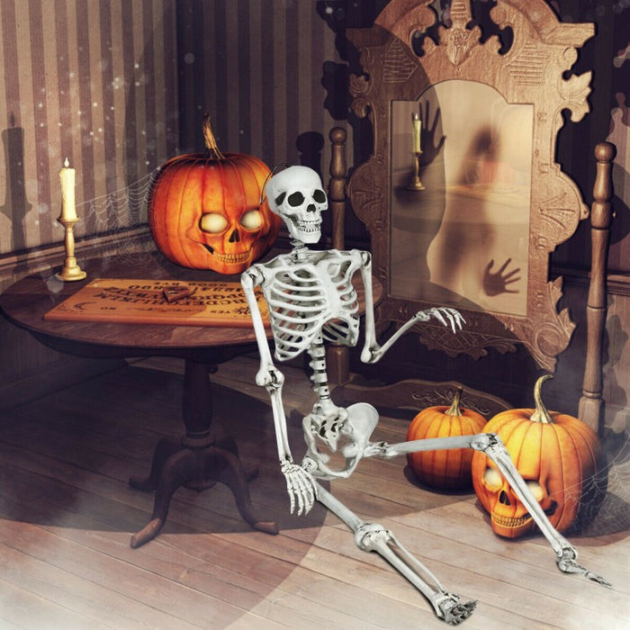 Costway 5.4 ft Halloween Skeleton Decoration Adjustable Life-Size - Suitable for Haunted House Party Decor