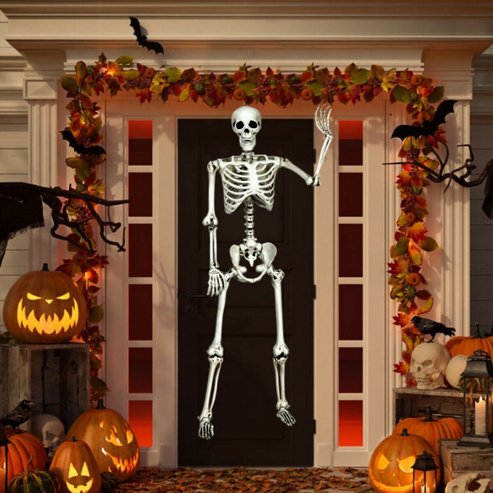 Costway 5.4 ft Halloween Skeleton Decoration Adjustable Life-Size - Suitable for Haunted House Party Decor