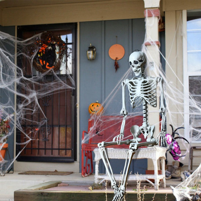 Costway 5.4 ft Halloween Skeleton Decoration Adjustable Life-Size - Suitable for Haunted House Party Decor