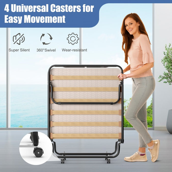 360° Rotating Portable Folding Bed with Memory Foam Mattress