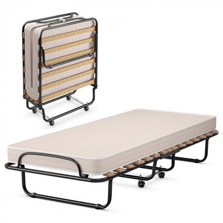 360° Rotating Portable Folding Bed with Memory Foam Mattress