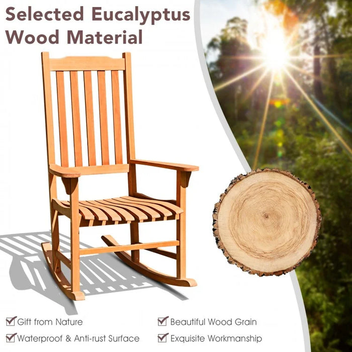 Outdoor Patio Garden Wooden Single-Seat Rocking Chair