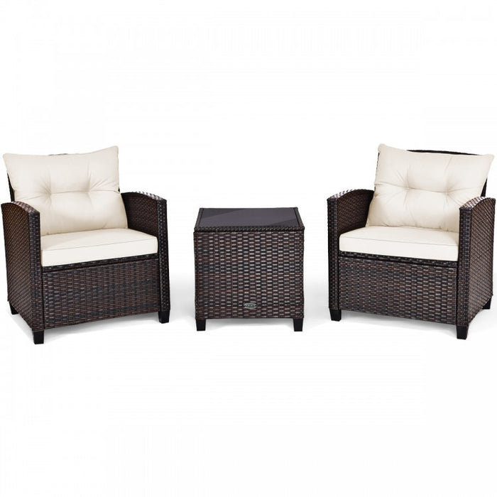 3-Piece Outdoor Patio Furniture Set with Built-in Cushions