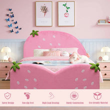 Load image into Gallery viewer, Strawberry Pattern Velvet Children&#39;s Bed in Pink

