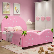 Load image into Gallery viewer, Strawberry Pattern Velvet Children&#39;s Bed in Pink
